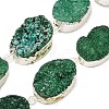 Silver Plated Dyed Oval Natural Drusy Quartz Crystal Beads Strands G-F144-02-S-1