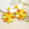Flower Alloy Raffia Dangle Stud Earrings FS-WGFD46F-04-1