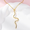 Brass Snake Pendant Cable Chain Necklaces for Women NJEW-S438-01B-G-1