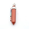 Yoga Chakra Jewelry Platinum Plated Brass Gemstone Double Terminated Pointed Big Pendants LS-G-P053-19H-2