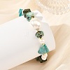 Raw Rough Natural Amazonite & African Turquoise(Jasper) & Pearl Beaded Bracelets BJEW-JB14442-2
