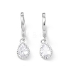 Teardrop Rack Plating Brass Cubic Zirconia Hoop Earrings EJEW-K245-23P-1