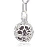 Silver Color Plated Brass Hollow Round Cage Pendants KK-J226-07S-2