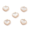 Natural Freshwater Shell Heart Charms with Brass Findings BSHE-E038-10KCG-1