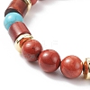 Natural Gemstone & Synthetic Turquoise & Wood Braided Bead Bracelet BJEW-JB08406-5