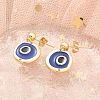 Real 18K Gold Plated Brass Enamel Dangle Stud Earrings Findings KK-B124-09G-02-2