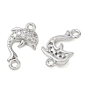 SHEGRACE Brass Micro Pave Clear Cubic Zirconia Dolphin Links Connector Charms XGRQ3K419-568P-2