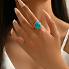 Stylish French Synthetic Turquoise Oval Ring for Women AP1026-3