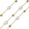 Handmade 304 Stainless Steel ABS Plastic Pearl Beaded Oval Link Chains CHS-L032-01G-01-1