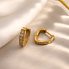 304 Stainless Steel Cubic Zirconia Hoop Earrings for Women SA-CBAF36C-07G-1