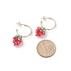 Glass Braided Beaded Strawberry Dangle Stud Earrings EJEW-TA00142-3