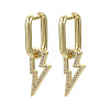 Brass Micro Pave Cubic Zirconia Dangle Huggie Hoop Earrings KK-R137-019B-NF-1