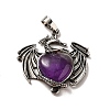 Natural Amethyst Heart Pendants KK-K331-01AS-08-2