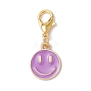 14Pcs 7 Colors Flat Round with Smiling Face Alloy Enamel Pendant Decorations HJEW-JM02585-4