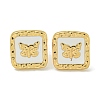 Square with Butterfly Ion Plating(IP) 304 Stainless Steel Stud Earrings EJEW-G400-17G-02-2