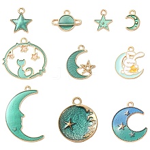 10Pcs 10 Style Alloy Enamel Pendants ENAM-YW0002-95