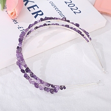 Double Row Natural Amethyst Chip Hair Bands PW-WG21554-01