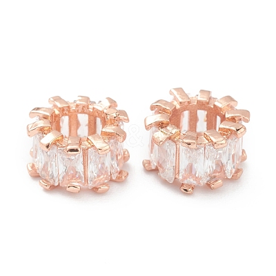 Brass Clear Cubic Zirconia Beads ZIRC-NB010-38-1