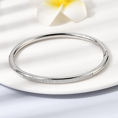 304 Stainless Steel Micro Pave Cubic Zirconia Hinged Bangles for Women BJEW-D408-30P-1
