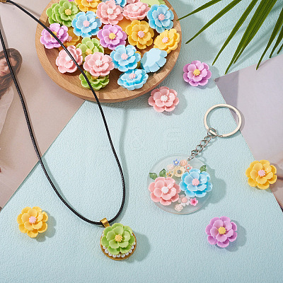 50Pcs 5 Colors 3D Opaque Resin Cabochons RESI-TA0005-02-1