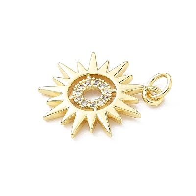 Brass Micro Pave Clear Cubic Zirconia Pendants KK-B141-45G-01-1