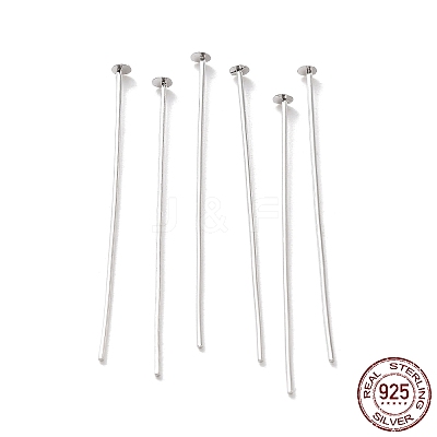 Anti-Tarnish Rhodium Plated 925 Sterling Silver Flat Head Pins STER-M117-03C-P-1