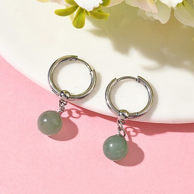 Natuarl Mixed Stone Round Hoop Earrings EJEW-JE06593-1