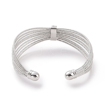 Clear Cubic Zirconia Multi-Strand Open Cuff Bangle BJEW-F445-15P-1