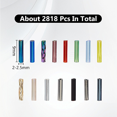 2818Pcs 15 Colors Glass Twisted Bugle Beads SEED-WR0001-13-1