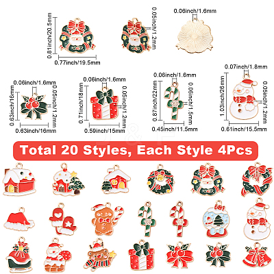 80Pcs 20 Styles Christmas Theme Alloy Enamel Pendants ENAM-SC0007-15-1
