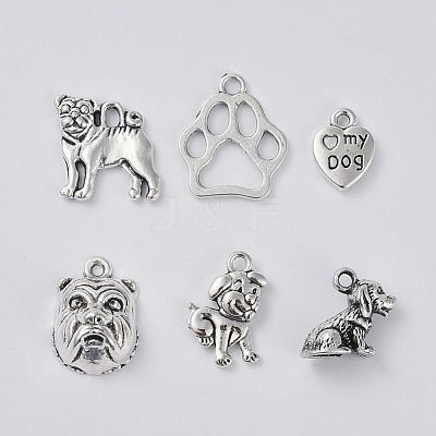 Tibetan Style Alloy Puppy Pendants TIBEP-X0185-78-1