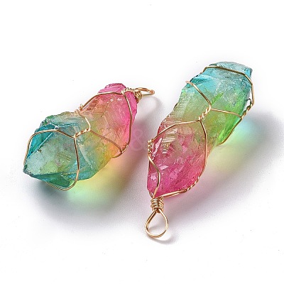 Natural Raw Quartz Crystal Pendants G-C023-10-1