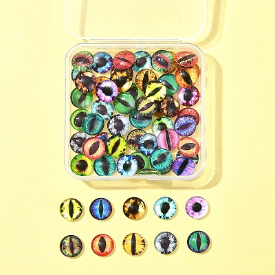 60Pcs Half Round with Eye Glass Cabochons GGLA-FS0001-16A-1
