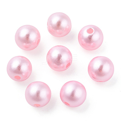 Spray Painted ABS Plastic Imitation Pearl Beads OACR-T015-05B-17-1