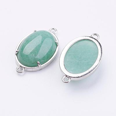 Brass Natural Green Aventurine Links connectors G-E398-04M-1