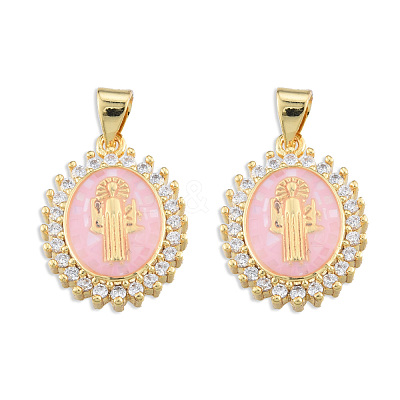 Brass Micro Pave Clear Cubic Zirconia Pendants KK-N227-95C-1