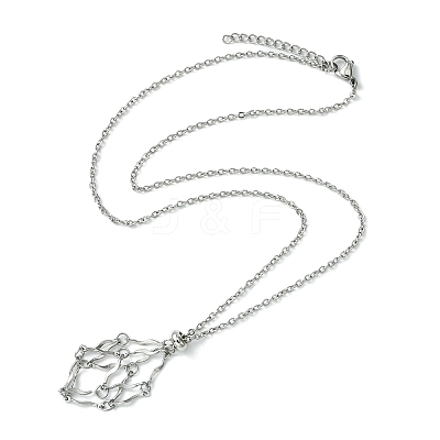 Crystal Cage Holder Necklace NJEW-JN04604-02-1