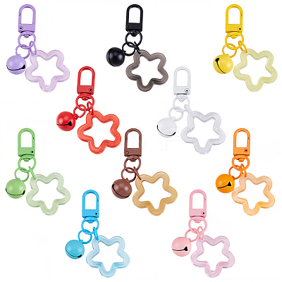 10Pcs 10 Colors Hollow Out Star Resin Pendant Decorations HJEW-BBC0001-42-1