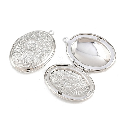 Rack Plating Brass Locket Pendants KK-K277-03P-1
