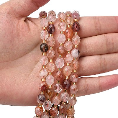Natural Red Hematoid Quartz/Ferruginous Quartz Beads Strands G-F809-A02-01-1