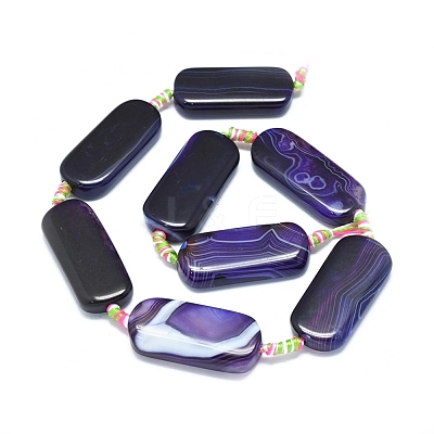 Natural Banded Agate/Striped Agate Beads Strands G-L544-022-1