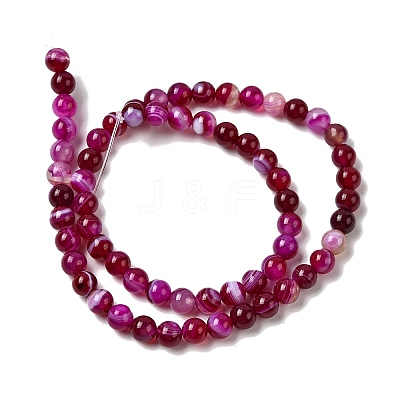 Natural Banded Agate Beads Strands G-I392-A01-6mm-01-1