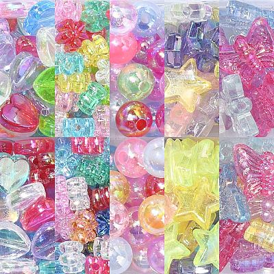 310Pcs 5 Styles Transparent Acrylic Beads MACR-CJ0001-65-1