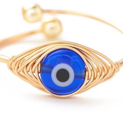10Pcs 10 Style Resin & Lampwork Evil Eye Beaded Finger Rings RJEW-JR00478-1