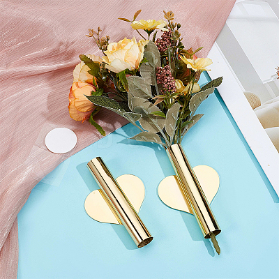 2Pcs Heart Wall Mounted Flower Tube FIND-GF0008-61G-1