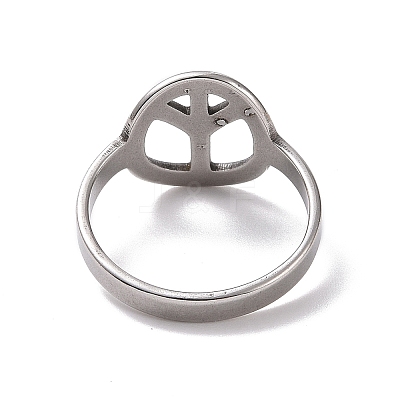 Non-Tarnish 201 Stainless Steel Peace Sign Finger Ring RJEW-J051-43P-1