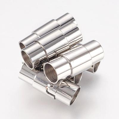 Tarnish Resistant Column Stainless Steel Locking Tube Magnetic Bracelet Necklace Clasps X-STAS-H019-4-1