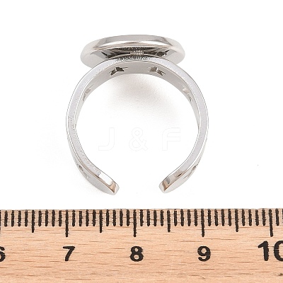 Hollow Star 304 Stainless Steel Open Cuff Ring Components STAS-F366-07D-P-1