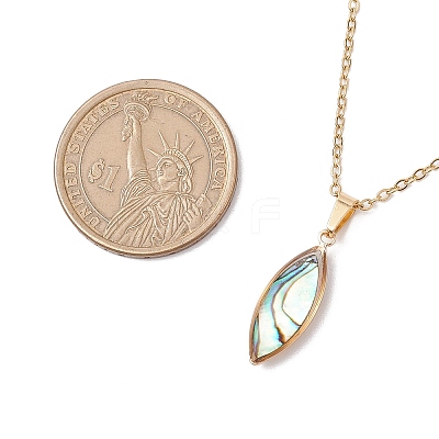 Natural Paua Shell Pendant Necklaces NJEW-JN05141-01-1