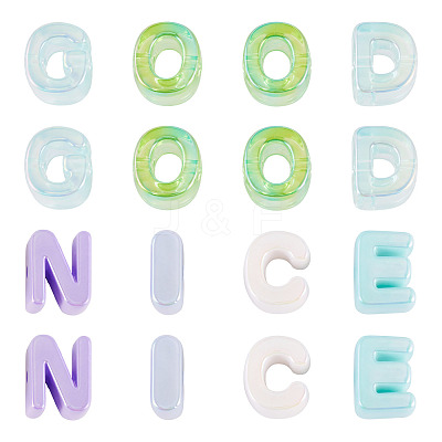 100Pcs 2 Styles UV Plating Rainbow Iridescent Acrylic Beads OACR-TA0004-59-1
